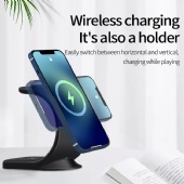 SCross-border magnetic suction vertical three-in-one wireless charger is suitable for apple 13 mobile phone watch wireless charger bracket